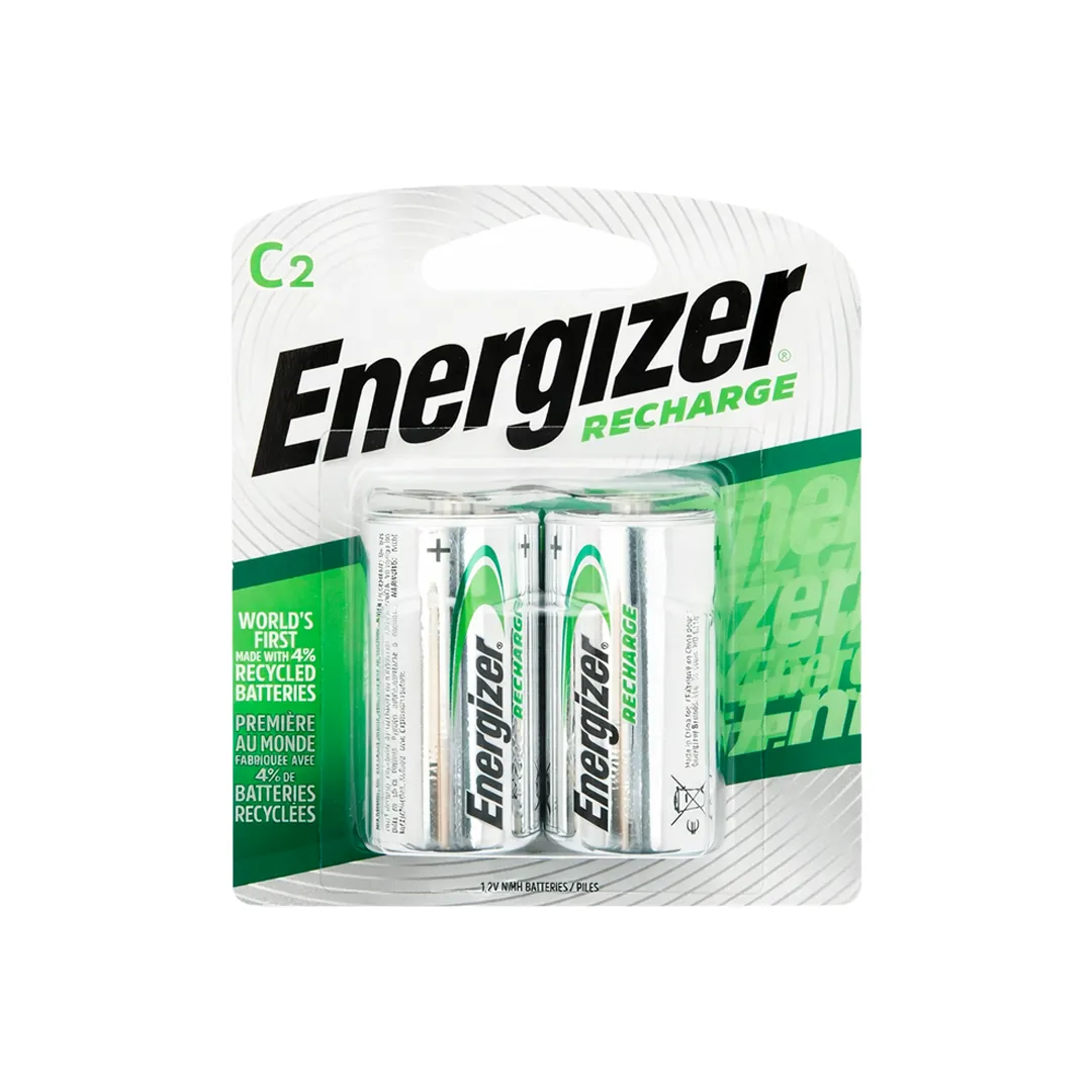 Batería recargable tamaño C, 2500 mAh, paquete con 2 unidades, Energizer