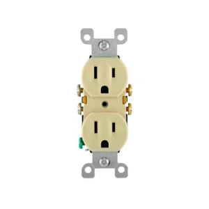 Contacto Duplex / Doble con Puesta a Tierra Marfil, Marca Leviton (Modelo: 303-5320)
