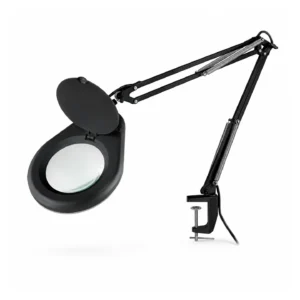 Lámpara LED con Lupa (5x) y Brazo Articulado Negra, Marca Herramientas (Modelo: HER-740NE)