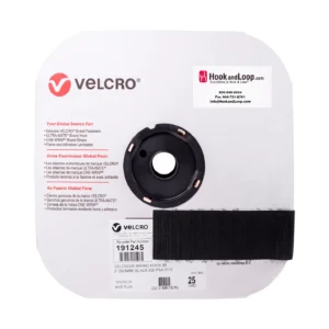 Sujetador Adhesivo Reutilizable Tipo Gancho de Acrílico 2" x 25 Yardas, Negro VELCRO BRAND (191245)