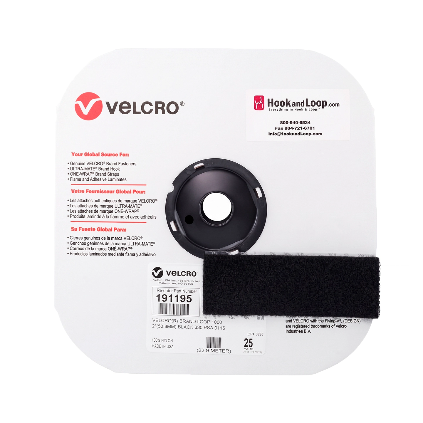 Sujetador Adhesivo Reutilizable 2" X 25 YD VELCRO BRAND (191195)