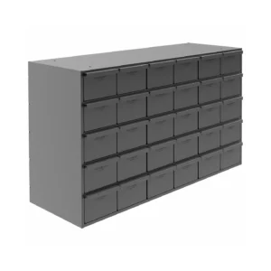 Gabinete de gavetas tipo cajón, gris, acero, gris, (30) 5-11/32" x 11-1/4" x 3-3/4", acero, no 2W787. 034-95
