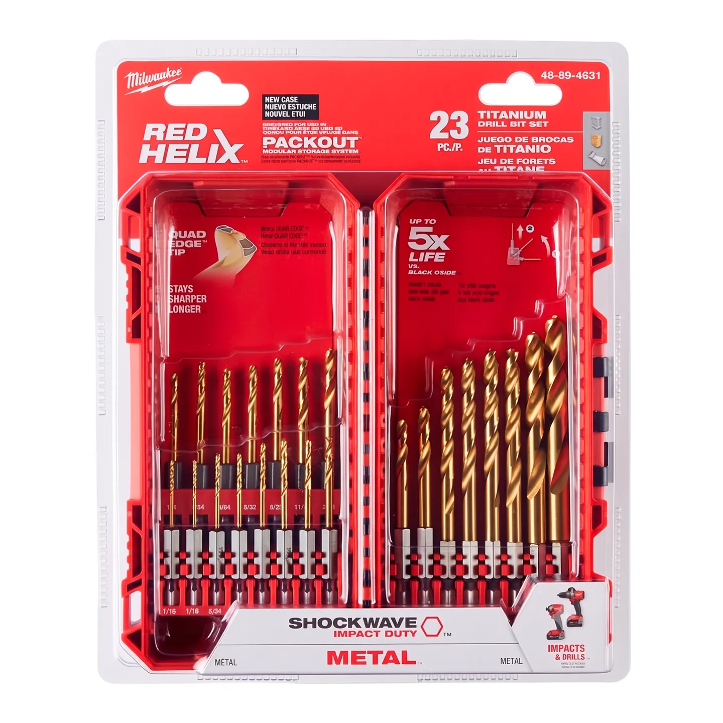 Juego De Brocas Hexagonales, 23 Piezas, Tamaño 1/16" A 1/2". Milwaukee (48-89-4631)