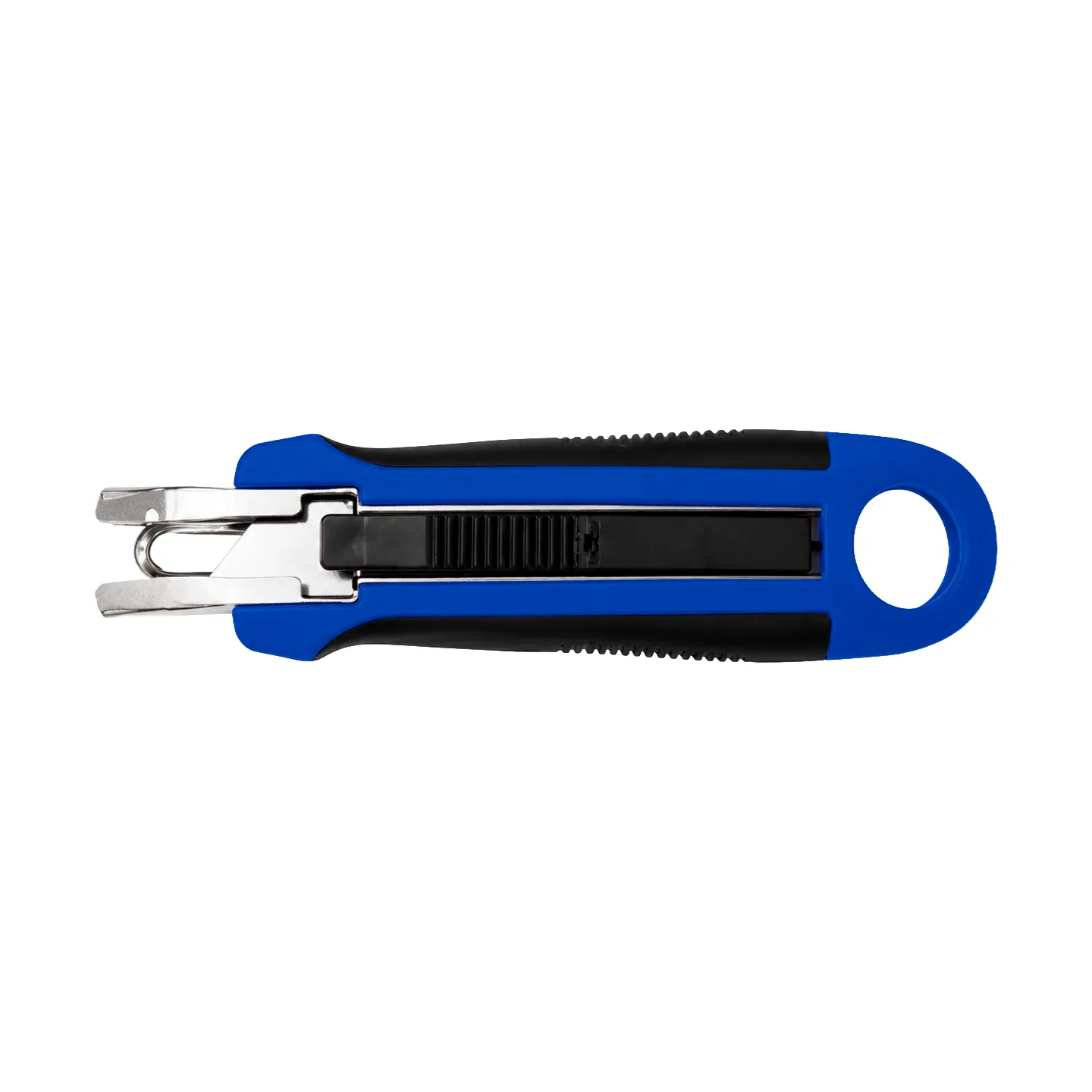 Navaja de Seguridad Retracción Automática Acero Mango Negro/Azul WESTWARD (1YJF3)