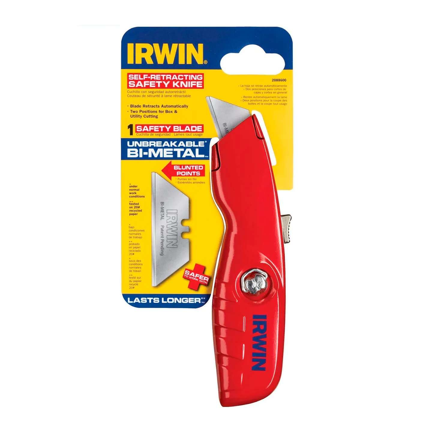 Navaja de Seguridad Retráctil Bimetal con Borde de Titanio Mango Rojo IRWIN (2088600)