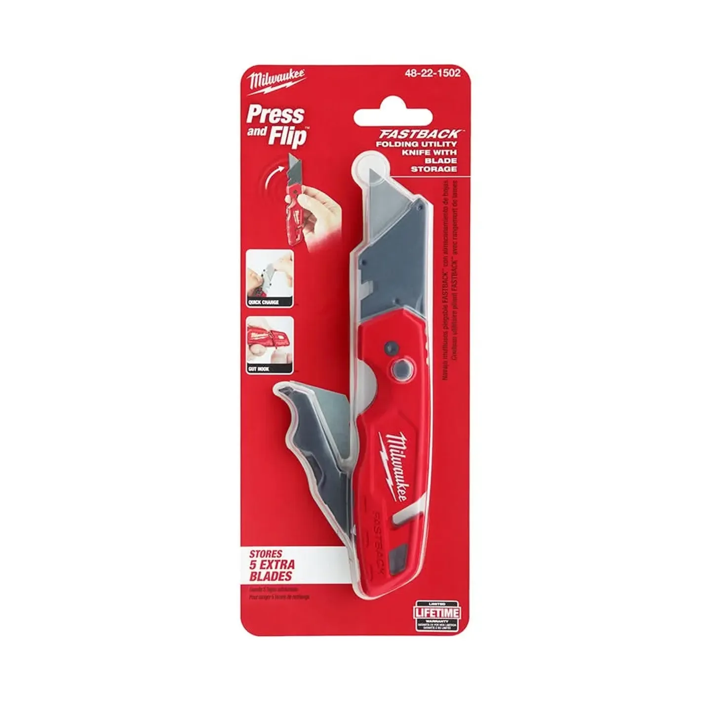 Navaja Utilitaria Plegable Fastback Bimetal de 6-7/8" de Longitud Total MILWAUKEE (48-22-1502)