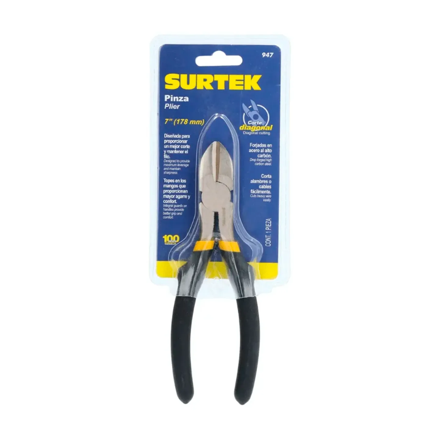 Pinza de corte diagonal profesional 7 pulgadas SURTEK (947)