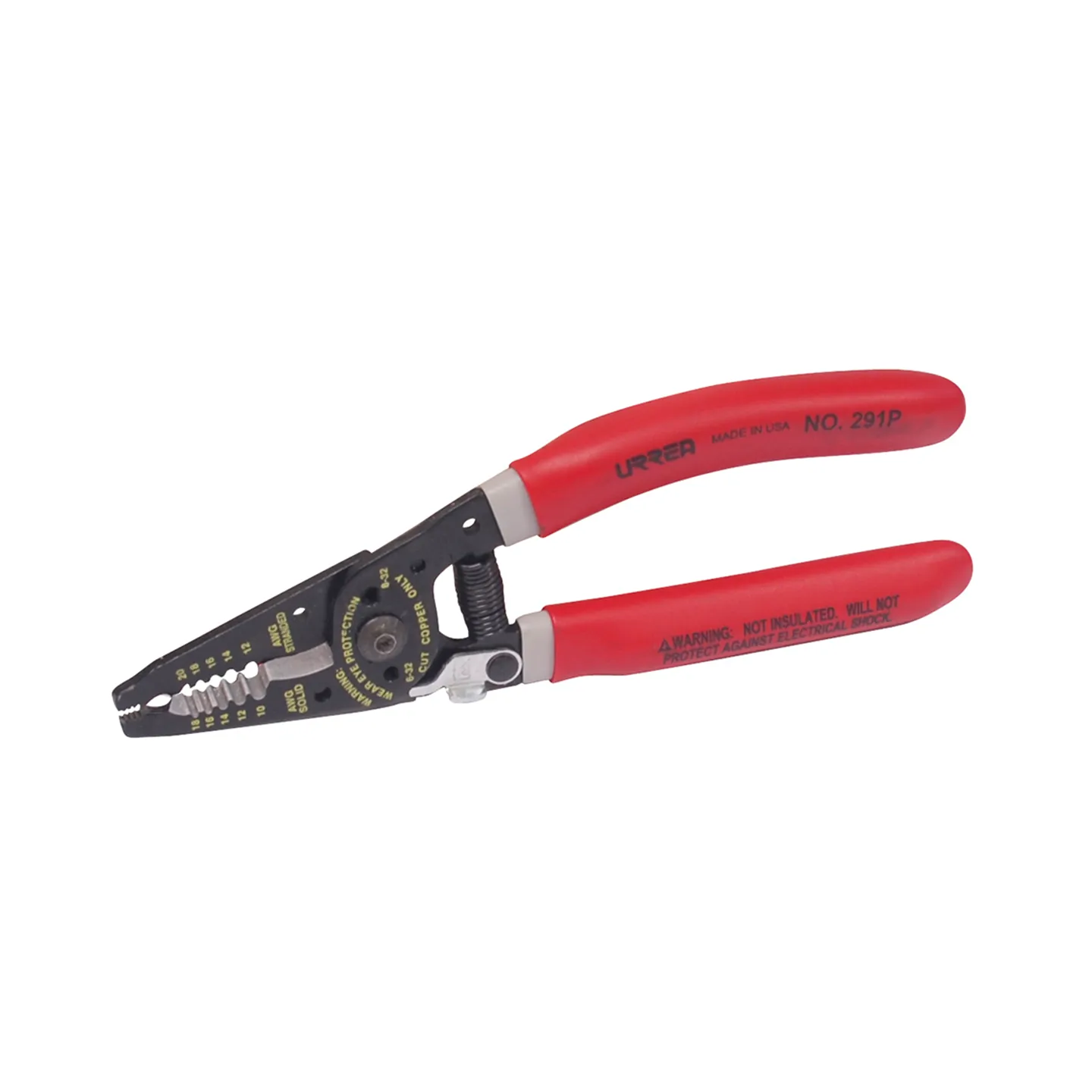 Pinza Pelacables Ergonómica con Mango Air Cushion de 10 a 20 AWG y 7-1/4", Color Rojo, URREA (291P)