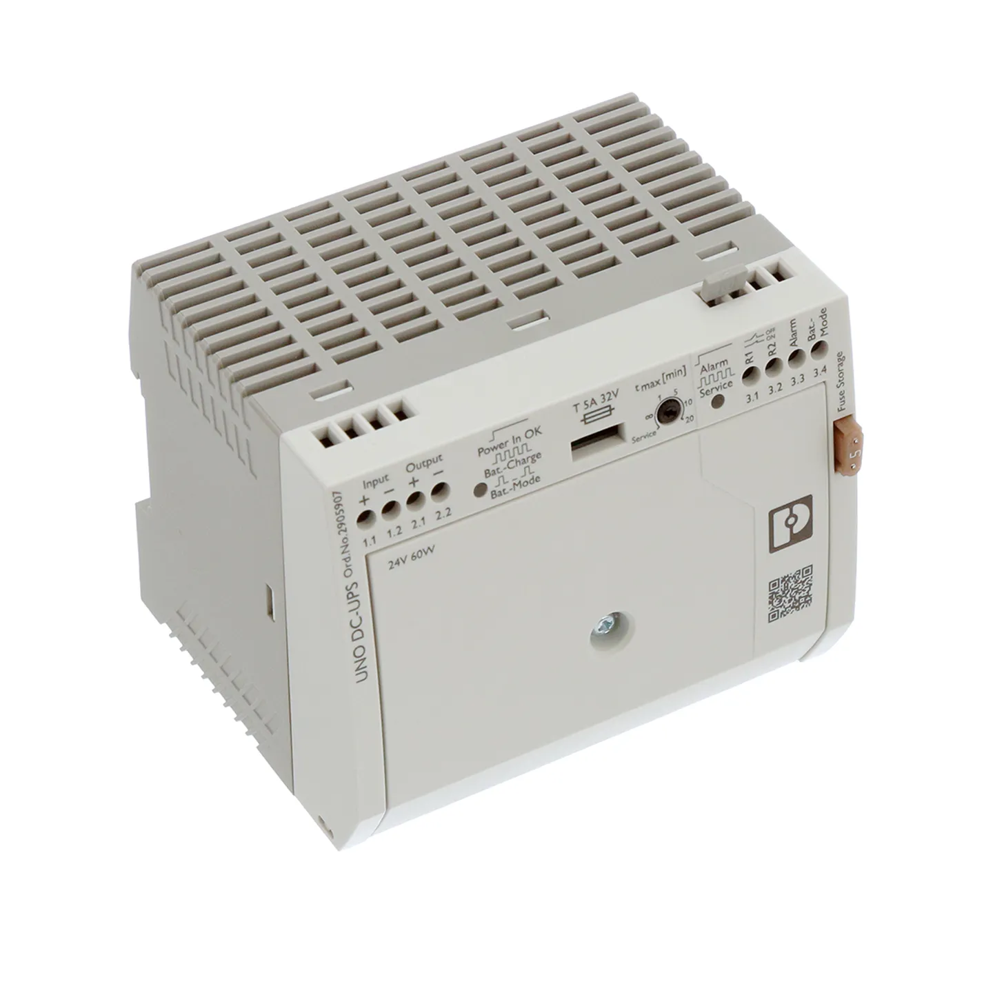 Fuente de Alimentación Ininterrumpida UPS DC-DC 24 V CC 2.5 A (60 W) Serie UNO, PHOENIX CONTACT (2905907)