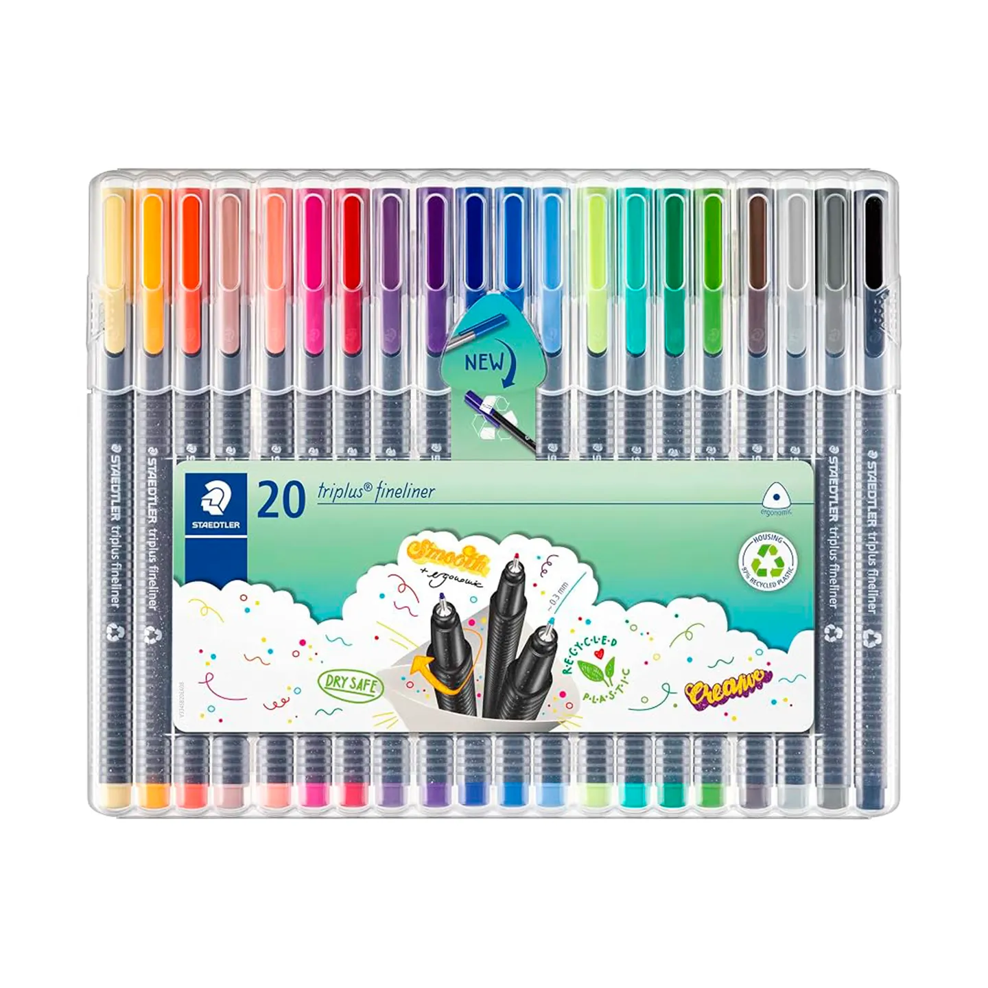 Estuche con 20 Fineliners Punta Fina 0.3 mm Colores Surtidos Serie triplus fineliner 334, STAEDTLER (334 SB20)