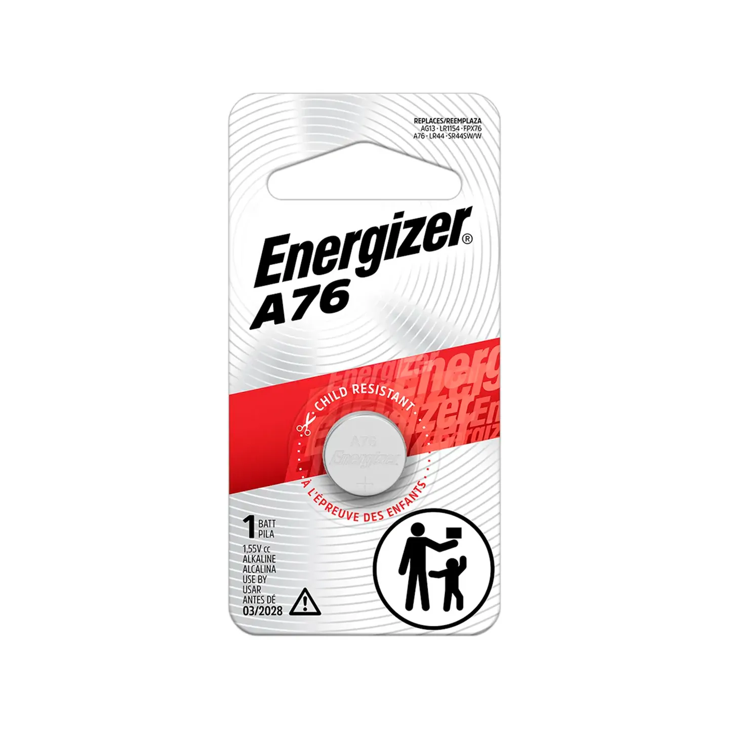 Pila de Botón Alcalina 1.5 V LR44 / A76 (Blíster con 1 pza) Serie Specialty, ENERGIZER (A76/LR44)