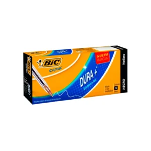 Bolígrafo de Punto Mediano 1.0 mm Tinta Azul Serie Cristal Dura+ (Caja con 12 pzas), BIC (21118)