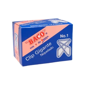 Clips Tipo Mariposa Gigantes #1 de Alambre Zincado Serie CG-1 (Caja con 12 pzas), BACO (44105)