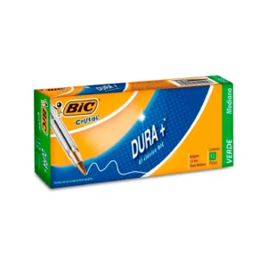 Bolígrafo Punta Media 1.0 mm Tinta Verde Serie Cristal Dura Más, BIC (6283)