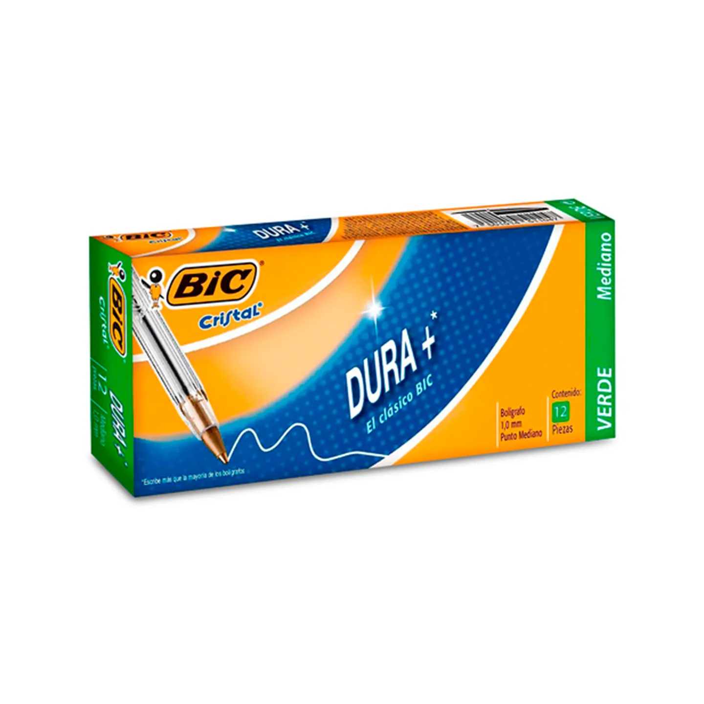 Bolígrafo Punta Media 1.0 mm Tinta Verde Serie Cristal Dura Más, BIC (6283)